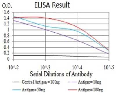 ELISA: RIG-I Antibody (4G1B6) [NBP2-61849] - Black line: Control Antigen (100 ng);Purple line: Antigen (10ng); Blue line: Antigen (50 ng); Red line:Antigen (100 ng)