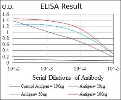 ELISA: RING1 Antibody (8C12F4) [NBP2-37370] - Red: Control Antigen (100ng); Purple: Antigen (10ng); Green: Antigen (50ng); Blue: Antigen (100ng);