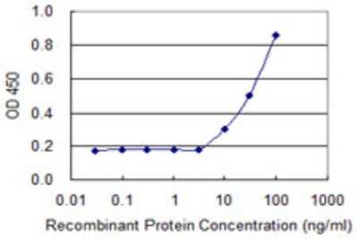 Sandwich ELISA: RSU1 Antibody (3F10) [H00006251-M02] - Detection limit for recombinant GST tagged RSU1 is 3 ng/ml as a capture antibody.