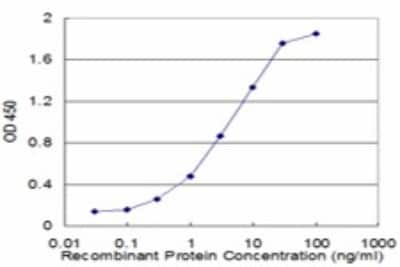 Sandwich ELISA: Recoverin Antibody (3G10) [H00005957-M02] - Detection limit for recombinant GST tagged RCV1 is approximately 0.03ng/ml as a capture antibody.