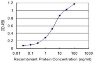 Sandwich ELISA: SERBP1 Antibody (1G5-2D7) [H00026135-M02] - Detection limit for recombinant GST tagged SERBP1 is 0.03 ng/ml as a capture antibody.
