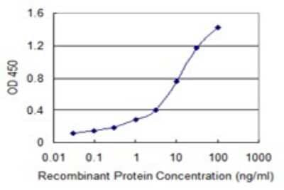 Sandwich ELISA: SP100 Antibody (1G6) [H00006672-M02] - Detection limit for recombinant GST tagged SP100 is 0.03 ng/ml as a capture antibody.