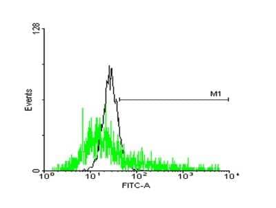 Flow Cytometry: SSR2 Antibody [H00006746-B01P] - Analysis of negative control 293 cells (Black) and SSR2 expressing 293 cells (Green) using SSR2 purified mouse polyclonal antibody.