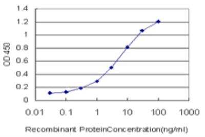 ELISA: SWAP70 Antibody (3H8) [H00023075-M09] - Detection limit for recombinant GST tagged SWAP70 is approximately 0.1ng/ml as a capture antibody.