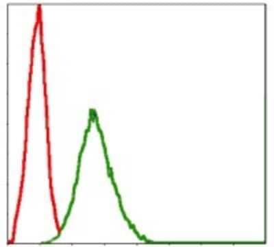 Flow Cytometry: Skp1 Antibody (4E11) [NBP2-37539] - Flow cytometric analysis of NIH/3T3 cells using SKP1 mouse mAb (green) and negative control (red).