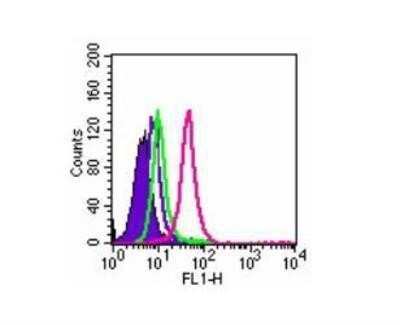 Flow Cytometry: TLR5 Antibody (85B152.5) - Azide Free [NBP2-33253] - Intracellular flow analysis of TLR5 in Ramos cells using 1 ug of TLR5 antibody. Shaded histogram represents Ramos cells without antibody; green represents isotype control antibody; red represents TLR5 antibody. Image from the standard format of this antibody.