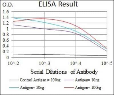 ELISA: TRIP6 Antibody (6H4) [NBP2-37440] - Red: Control Antigen (100ng); Purple: Antigen (10ng); Green: Antigen (50ng); Blue: Antigen (100ng);