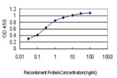 Sandwich ELISA: TSSK2 Antibody (1H2) [H00023617-M02] - Detection limit for recombinant GST tagged TSSK2 is approximately 0.03ng/ml as a capture antibody.