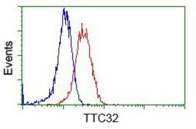 Flow Cytometry: TTC32 Antibody (OTI1F7) - Azide and BSA Free [NBP2-74656] - Analysis of Jurkat cells, using anti-TTC32 antibody, (Red), compared to a nonspecific negative control antibody (Blue).