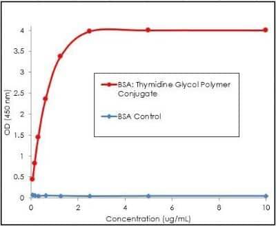 ELISA: Thymidine glycol Antibody (B29) [NBP3-11041] - ELISA analysis using Rabbit Anti-Thymidine glycol Monoclonal Antibody, Clone B29 (NBP3-11041). Tissue: BSA. Primary Antibody: Rabbit Anti-Thymidine glycol Monoclonal Antibody (NBP3-11041).