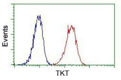 Flow Cytometry: Transketolase Antibody (5H3) [NBP2-02292] - Analysis of Jurkat cells, using anti-Transketolase antibody, (Red) compared to a nonspecific negative control antibody (Blue).