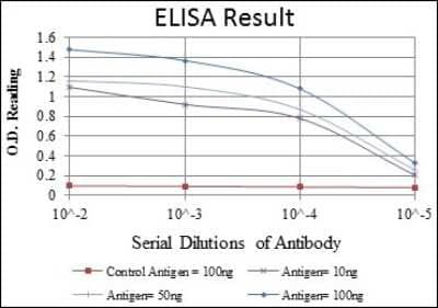 ELISA: Troponin I type 2 (fast skeletal) Antibody (2F12A11) [NBP2-37551] - Red: Control Antigen (100ng); Purple: Antigen (10ng); Green: Antigen (50ng); Blue: Antigen (100ng);