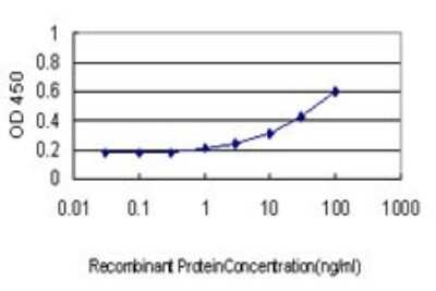 Sandwich ELISA: Tryptase alpha/TPS1 Antibody (2A10-B5) [H00007177-M01] - Detection limit for recombinant GST tagged TPSAB1 is approximately 0.3ng/ml as a capture antibody.