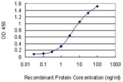 Sandwich ELISA: UBE2K/E2-25K Antibody (1D10) [H00003093-M13] - Detection limit for recombinant GST tagged UBE2K is 0.1 ng/ml as a capture antibody.