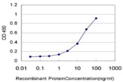 Sandwich ELISA: USP10 Antibody (3B8) [H00009100-M01] - Detection limit for recombinant GST tagged USP10 is approximately 0.1ng/ml as a capture antibody.