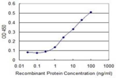 Sandwich ELISA: Ubiquilin 1 Antibody (1C6-A3) [H00029979-M01] - Detection limit for recombinant GST tagged UBQLN1 is approximately 1ng/ml as a capture antibody.