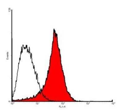 Flow Cytometry: VEGFR3/Flt-4 Antibody (9D9) [NBP1-18651] - Fig. 1: Flow analysis of VEGFR-3/FLT4 expression in primary human dermal lymphatic endothelial cells (HDLEC).