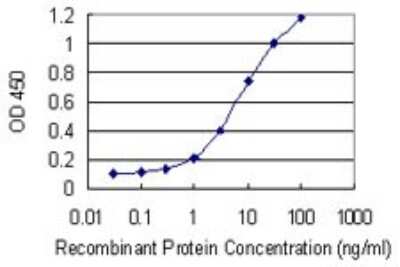 Sandwich ELISA: VMAT1/SLC18A1 Antibody (3A2-E10) [H00006570-M01] - Detection limit for recombinant GST tagged SLC18A1 is 0.1 ng/ml as a capture antibody.