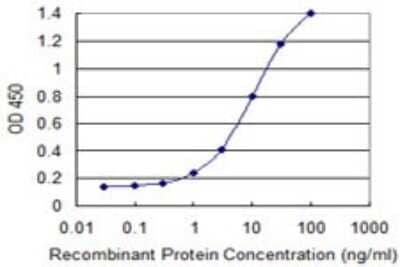 Sandwich ELISA: ZNF23 Antibody (2D3) [H00007571-M02] - Detection limit for recombinant GST tagged ZNF23 is 0.3 ng/ml as a capture antibody.