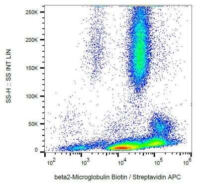 Flow Cytometry: beta 2-Microglobulin Antibody (B2M-01) [Biotin] [NBP1-44521] - Staining of beta-2-microglobulin in human peripheral blood with anti-beta-2-microglobulin (B2M-01) biotin.