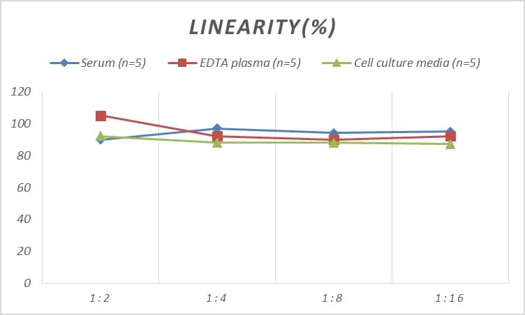 ELISA: Mouse Chymase/CMA1/Mast Cell Chymase ELISA Kit (Colorimetric) [NBP2-75390] - Samples were spiked with high concentrations of Mouse Chymase/CMA1/Mast Cell Chymase and diluted with Reference Standard & Sample Diluent to produce samples with values within the range of the assay.