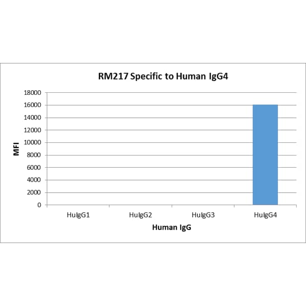 Multiplex Immunoassay: IgG4 Fc Antibody (RM217) - Azide and BSA Free [NBP3-25978] - RM217 specifically reacts to human IgG4. No cross reactivity with human IgG1, IgG2, IgG3