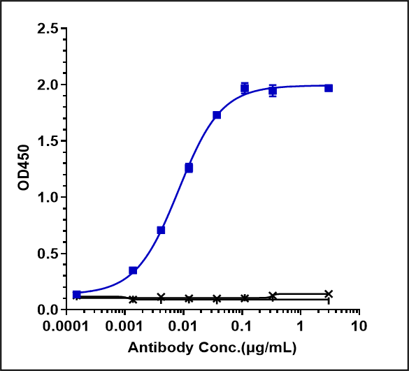 Immobilized human PD-1 His at 2 ug/mL can bind PD-1 Antibody (camrelizumab) - Humanized, IgG4SP, EC50=0.008247 ug/mL.