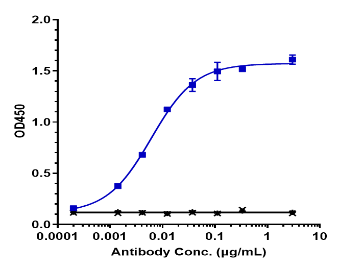 Immobilized human HER3 His at 2 ug/mL can bind ErbB3/Her3 Antibody (lumretuzumab) - Humanized, EC50=0.0609 ug/mL.