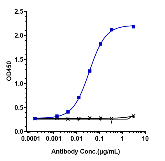 Immobilized human TNFa, Fc Tag at 2 ug/mL can bind TNF-alpha Antibody (infliximab) - Chimeric, EC50=0.03538 ug/mL.