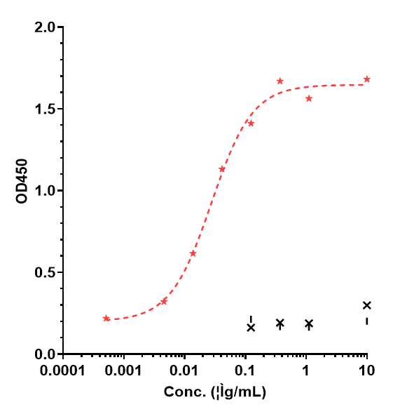 Immobilized human CD38 NHis at 2 ug/mL can bind CD38 Antibody (mezagitamab), EC50=0.0275 ug/mL.