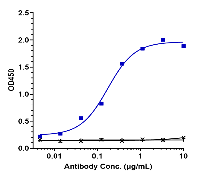 Immobilized human CXCR3 VLP Protein at 8 ug/mL can bind Genzyme patent CXCR3 Antibody (Genzyme patent anti-CXCR3) - Humanized, EC50=0.173 ug/mL.