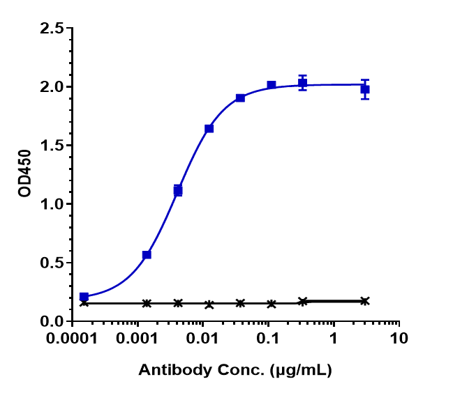 Immobilized human CEACAM5 His at 2 ug/mL can bind CEACAM1/CD66a Antibody (tusamitamab) - Humanized, EC50=0.00402 ug/mL.