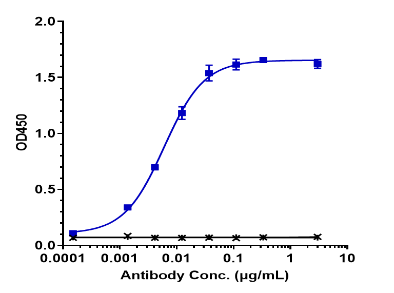 ELISA: CD30/TNFRSF8 (Brentuximab Vedotin) Antibody [NBP3-44512] - Immobilized human CD30 His at 2 ug/mL can bind CD30/TNFRSF8 (Brentuximab Vedotin) Antibody, EC50=0.006007 ug/mL.