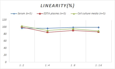Samples were spiked with high concentrations of Human NFkB1/NFkB p105, and diluted with Reference Standard & Sample Diluent to produce samples with values within the range of the assay.