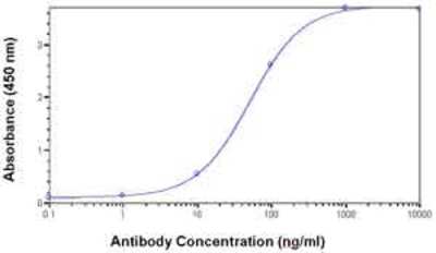 ELISA: LSM4 Antibody [NB120-19101] - Direct Elisa Test. Protein as test antigen. Affi-pure IgY as primary antibody and Goat anti-IgY HRP as 2nd antibody. Fixed amount of antigen (5 ug/ml) and serial dilutions of antibody. ( anti-LSM4 )